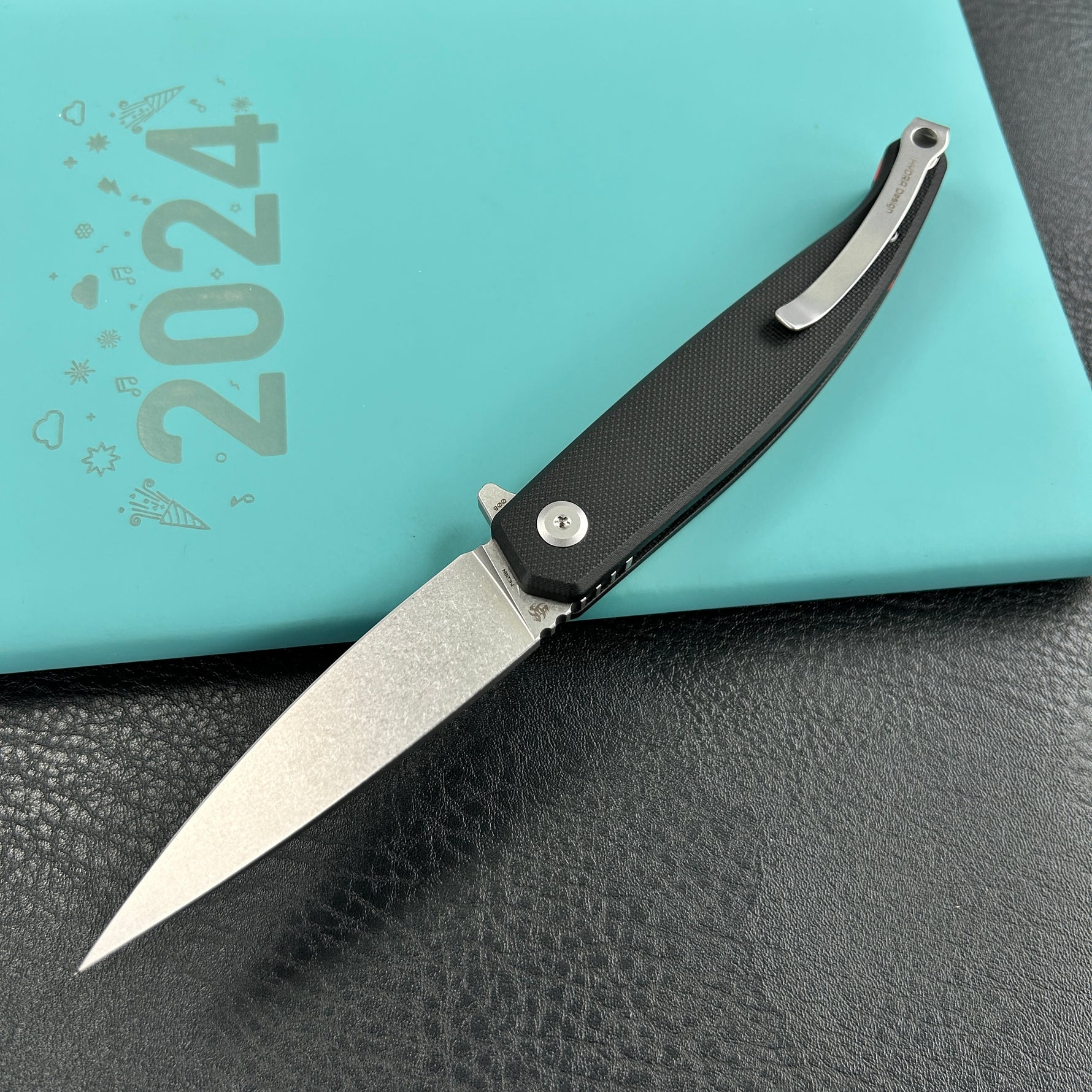 KUBEY knife KU361A MOS Hydra Design Outdoor Flipper Folding Knife Black G-10 Handle 3.27" Stonewash 14C28N Blade