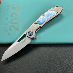 KB knives KB284H Vagrant Frame Lock Folding Pocket Knife Gray Titanium Handle 2.95" Bead Blasted CPM-S35VN