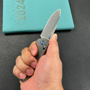 KB Knives KB383C Bluff Axis lock Folding Knife Raw Titanium Handle 3.19" Stonewash  CPM S35VN