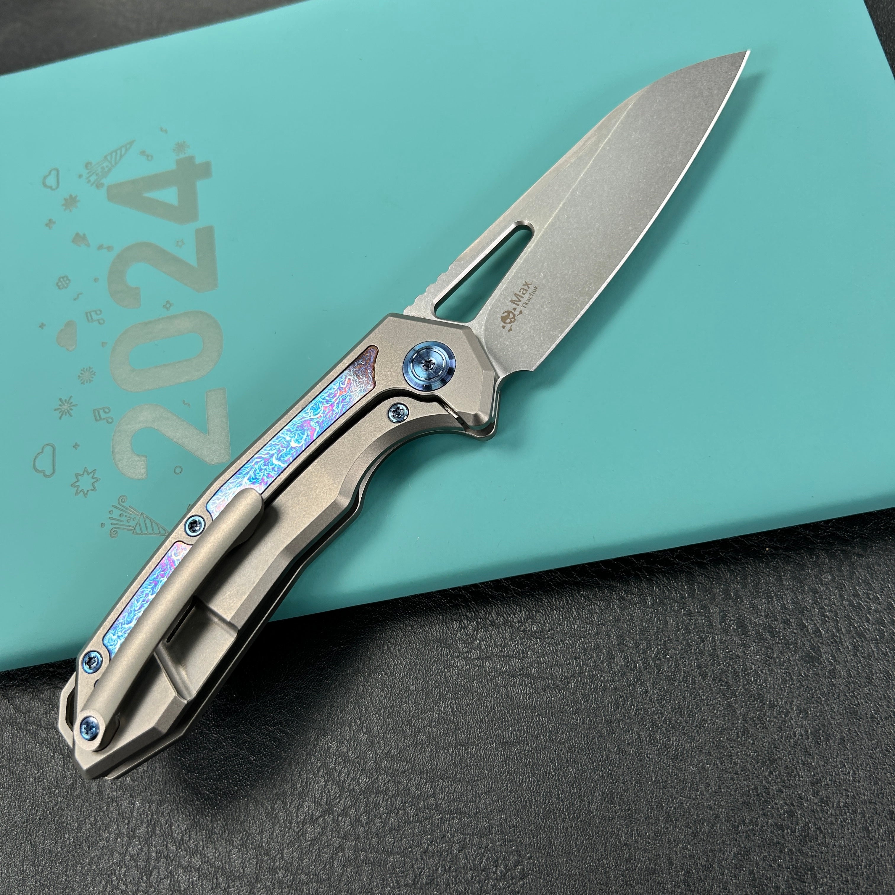 KB knives KB284H Vagrant Frame Lock Folding Pocket Knife Gray Titanium Handle 2.95" Bead Blasted CPM-S35VN