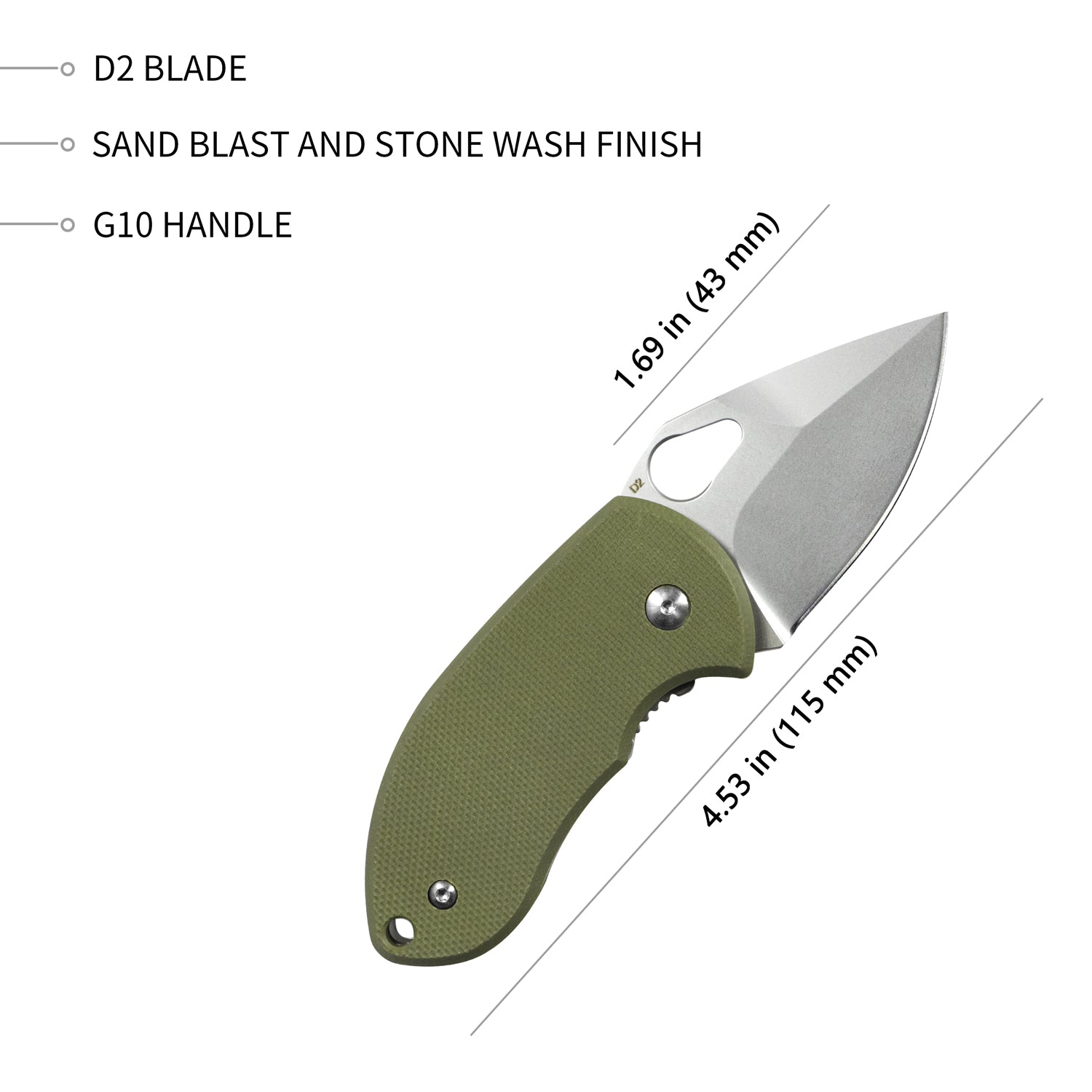 KUBEY KU66 D2 EDC G10 Handle MiNi Folding Knife