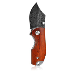 （sales promotion）KNIFE DM143-1 FOLDING KNIFE, 1.8" DAMASCUS STEEL BLADE &amp; WOOD HANDLE - LINER LOCK （SALE PRICE ）