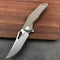 KUBEY KU149B Liner Lock Folding Pocket Knife Tan G10 Handle 3.66"Blasted Stonewashed D2