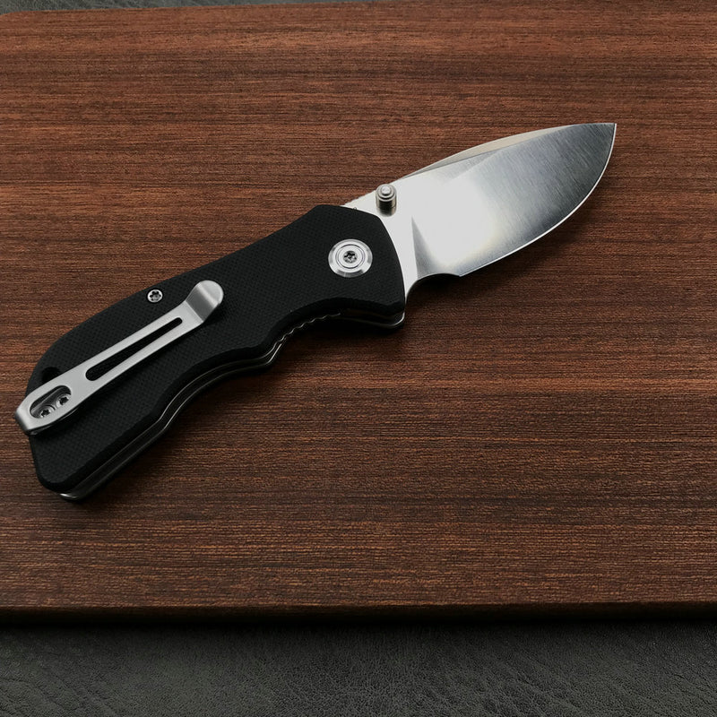 KUBEY  KU180E  Karaji Liner Lock Dual Thumb Studs Open Folding Pocket Knife Black G10 Handle 2.56" Satin  D2