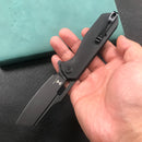 KUBEY KU328C Atlas Liner Lock Folding Knife Denim Black G10 Handle 3.31"Dark Stonewashed 14C28N