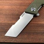 KUBEY KU104B Avenger Outdoor Edc Folding Pocket Knife Green G10 Handle 3.07" Blasted Stonewashed D2