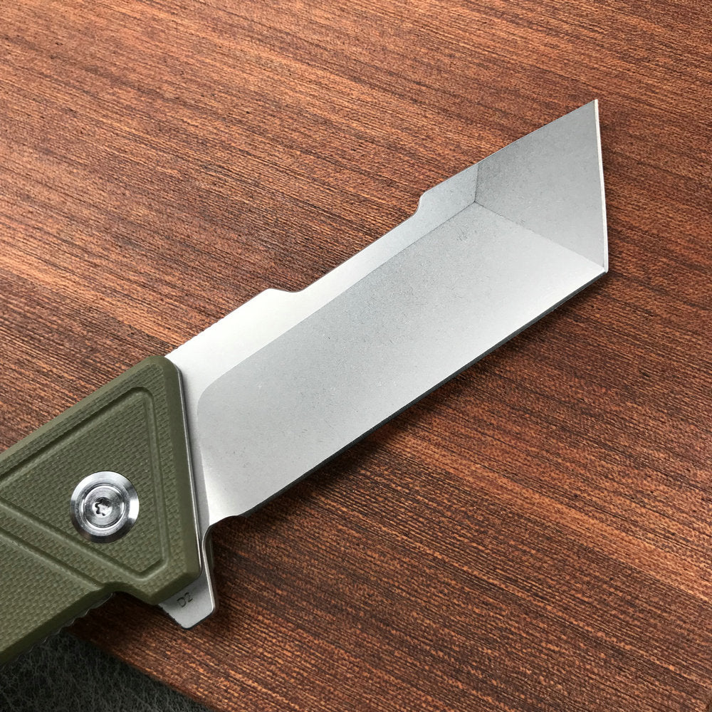 KUBEY KU104B Avenger Outdoor Edc Folding Pocket Knife Green G10 Handle 3.07" Blasted Stonewashed D2