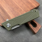 KUBEY KU104B Avenger Outdoor Edc Folding Pocket Knife Green G10 Handle 3.07" Blasted Stonewashed D2
