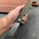 KUBEY KU104B Avenger Outdoor Edc Folding Pocket Knife Green G10 Handle 3.07" Blasted Stonewashed D2