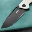 KUBEY KU322H  Liner Lock Flipper Folding Knife White G10 Handle 3.39" Dark Stonewashed D2