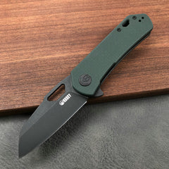 KUBEY KU332D  Liner Lock Flipper Folding Knife Dark green  G10 Handle 2.91" Dark Stonewashed D2