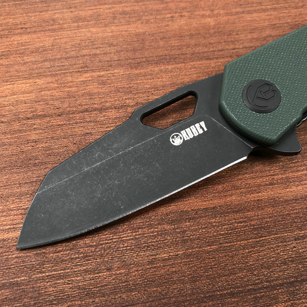 KUBEY KU332D  Liner Lock Flipper Folding Knife Dark green  G10 Handle 2.91" Dark Stonewashed D2