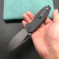 KUBEY  KU322C Liner Lock Flipper Folding Knife Black G10 Handle 3.39" Dark Stonewashed D2