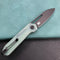 KUBEY KU321C Royal Liner Lock EDC Pocket Knife Front Flipper Jade G10 Handle 2.99"  Dark Stonewahsed D2