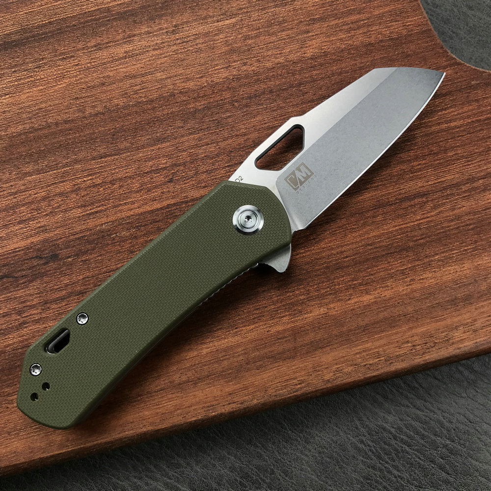 KUBEY KU332B Liner Lock Flipper Folding Knife  green G10 Handle 2.91"Blasted Stonewashed  D2