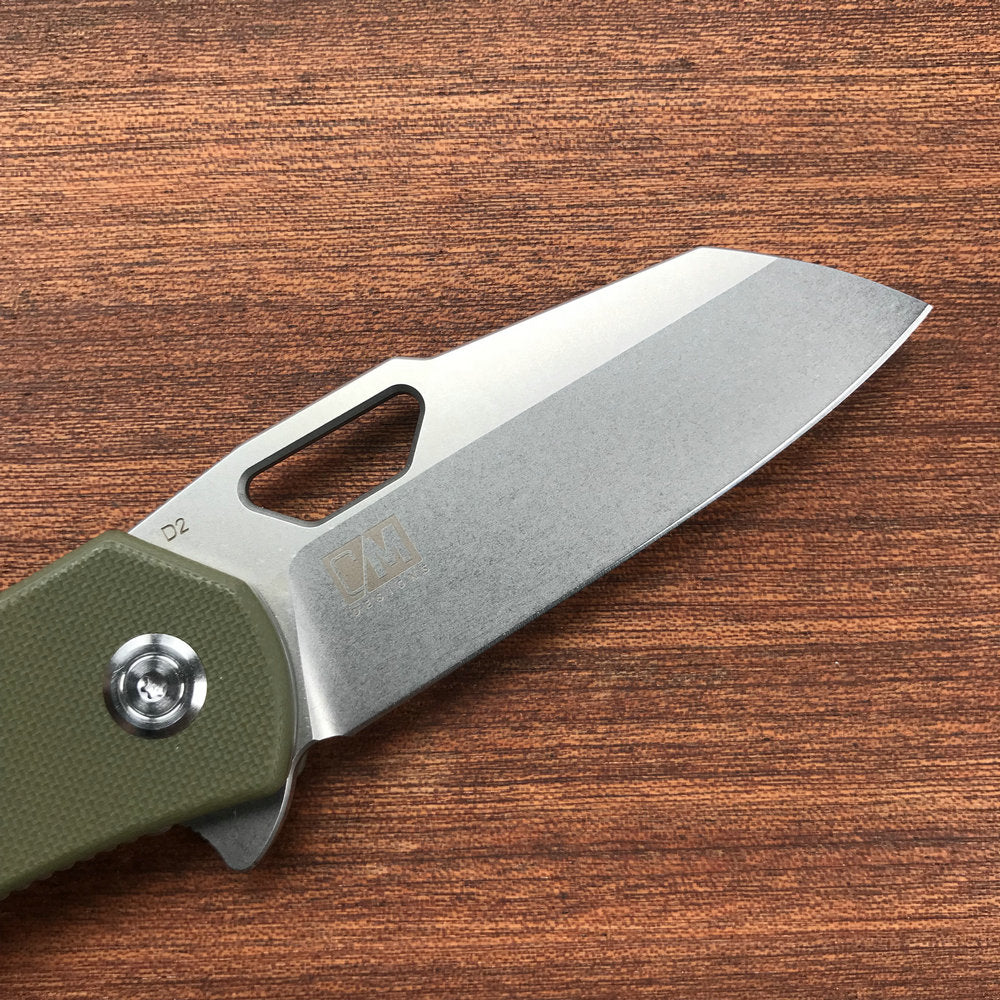 KUBEY KU332B Liner Lock Flipper Folding Knife  green G10 Handle 2.91"Blasted Stonewashed  D2