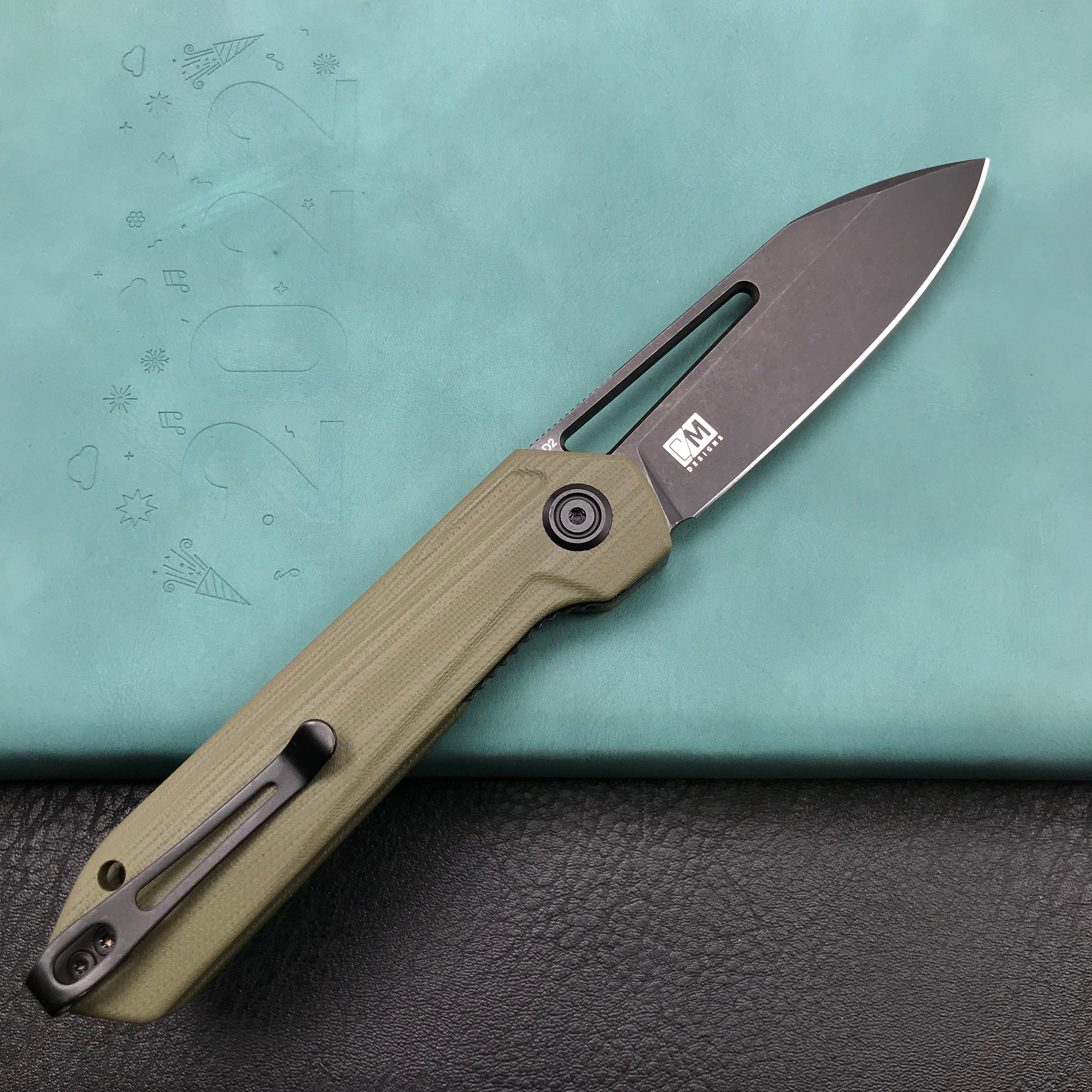 KUBEY KU321F Royal Liner Lock EDC Pocket Knife Front Flipper green G10 Handle 2.99"  Dark Stonewahsed D2