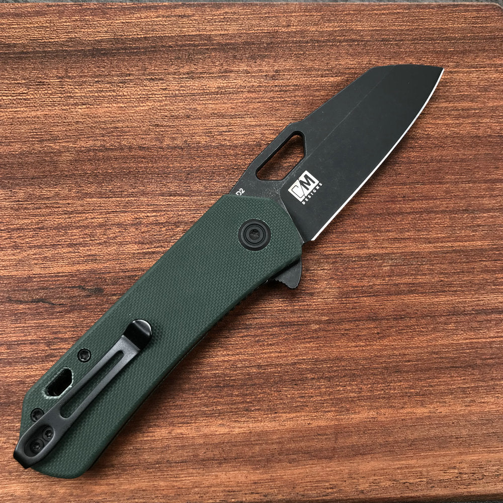 KUBEY KU332D  Liner Lock Flipper Folding Knife Dark green  G10 Handle 2.91" Dark Stonewashed D2