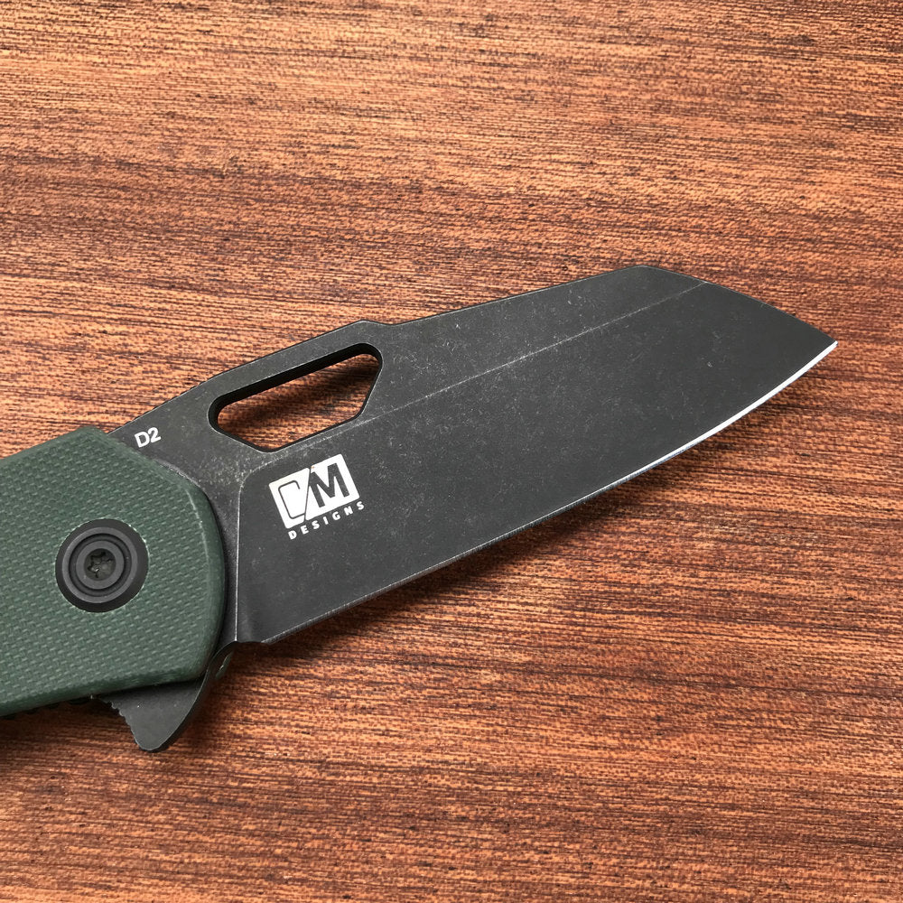 KUBEY KU332D  Liner Lock Flipper Folding Knife Dark green  G10 Handle 2.91" Dark Stonewashed D2