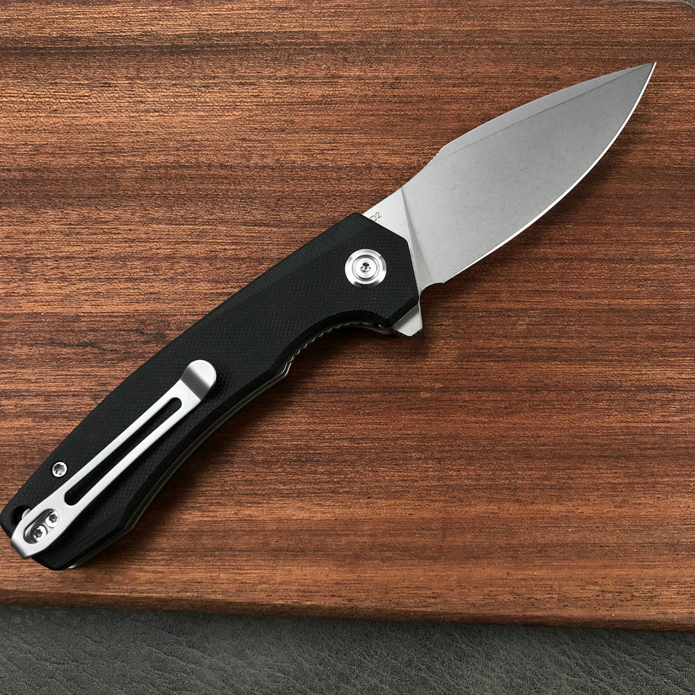 KUBEY KU901E Liner Lock Flipper Folding Knife black  G10 Handle 3.27" Blasted Stonewashed  D2