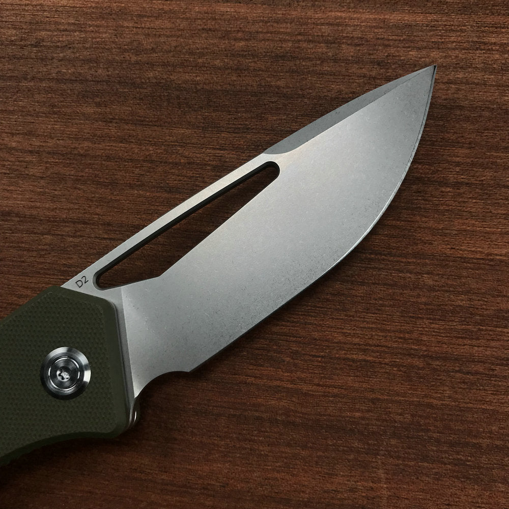 KUBEY KU331D Front Flipper EDC Pocket Folding Knife green  G10 Handle 3.27"  Blasted Stonewashed  D2