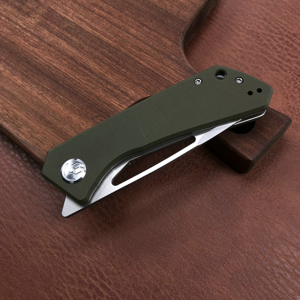 KUBEY KU331D Front Flipper EDC Pocket Folding Knife green  G10 Handle 3.27"  Blasted Stonewashed  D2