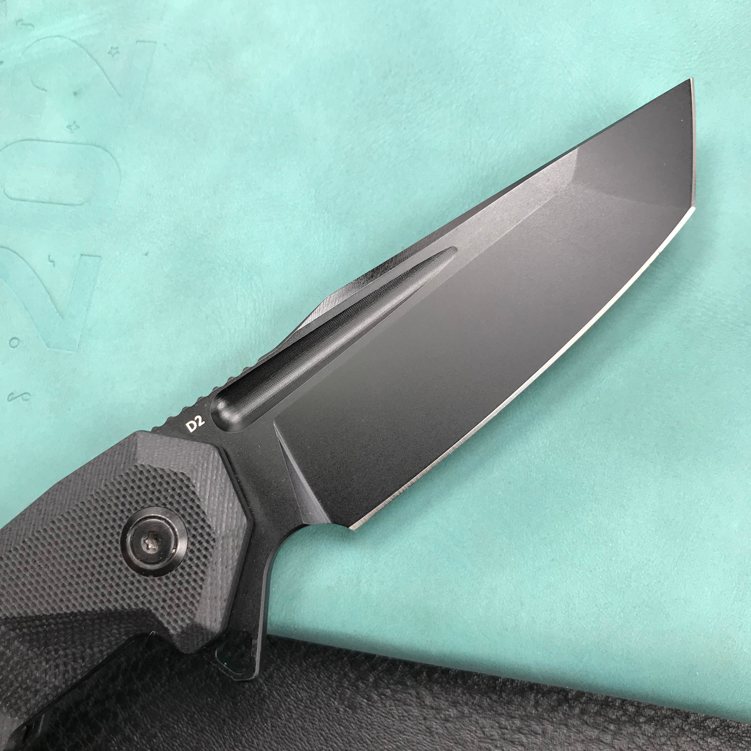 KUBEY KB237D Carve Liner Lock Tactical Folding Knife Black G10 Handle 3.27'' Black Coated D2