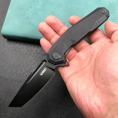 KUBEY KB237D Carve Liner Lock Tactical Folding Knife Black G10 Handle 3.27'' Black Coated D2