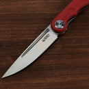 KUBEY KU2101C Mizo Liner Lock Front Flipper Folding Knife Red G10 Handle 3.15" Satin 14C28N