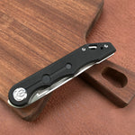 KUBEY KU2101A Mizo Liner Lock Front Flipper Folding Knife Black G10 Handle 3.15" Satin 14C28N