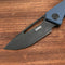 KUBEY KU331C Front Flipper EDC Pocket Folding Knife Navy blue G10 Handle 3.27" Dark Stonewahsed D2