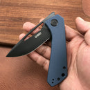 KUBEY KU331C Front Flipper EDC Pocket Folding Knife Navy blue G10 Handle 3.27" Dark Stonewahsed D2