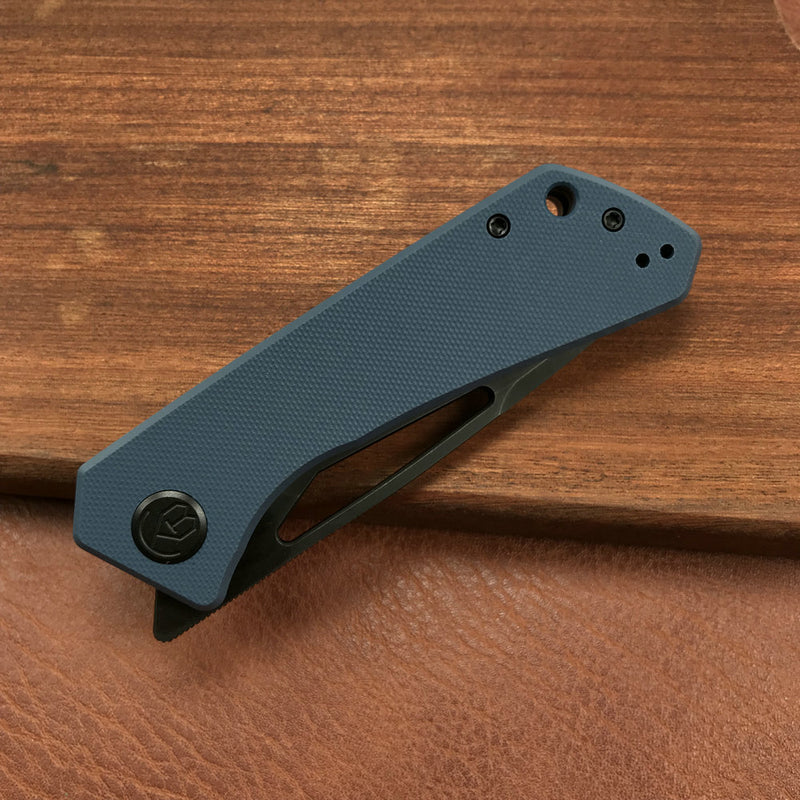 KUBEY KU331C Front Flipper EDC Pocket Folding Knife Navy blue G10 Handle 3.27" Dark Stonewahsed D2