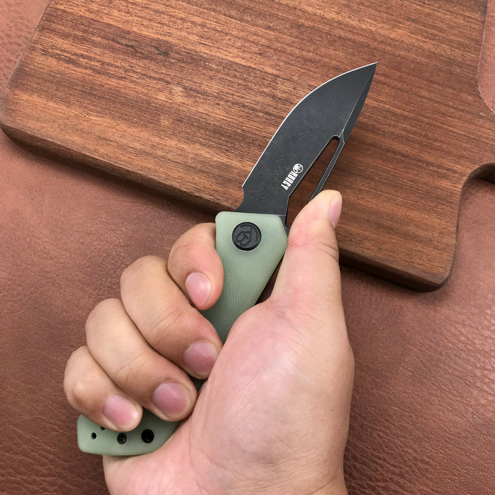 KUBEY KU331E Front Flipper EDC Pocket Folding Knife  Jade G10 Handle 3.27" Dark Stonewashed D2