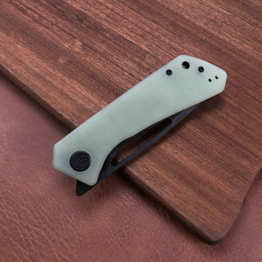 KUBEY KU331E Front Flipper EDC Pocket Folding Knife  Jade G10 Handle 3.27" Dark Stonewashed D2