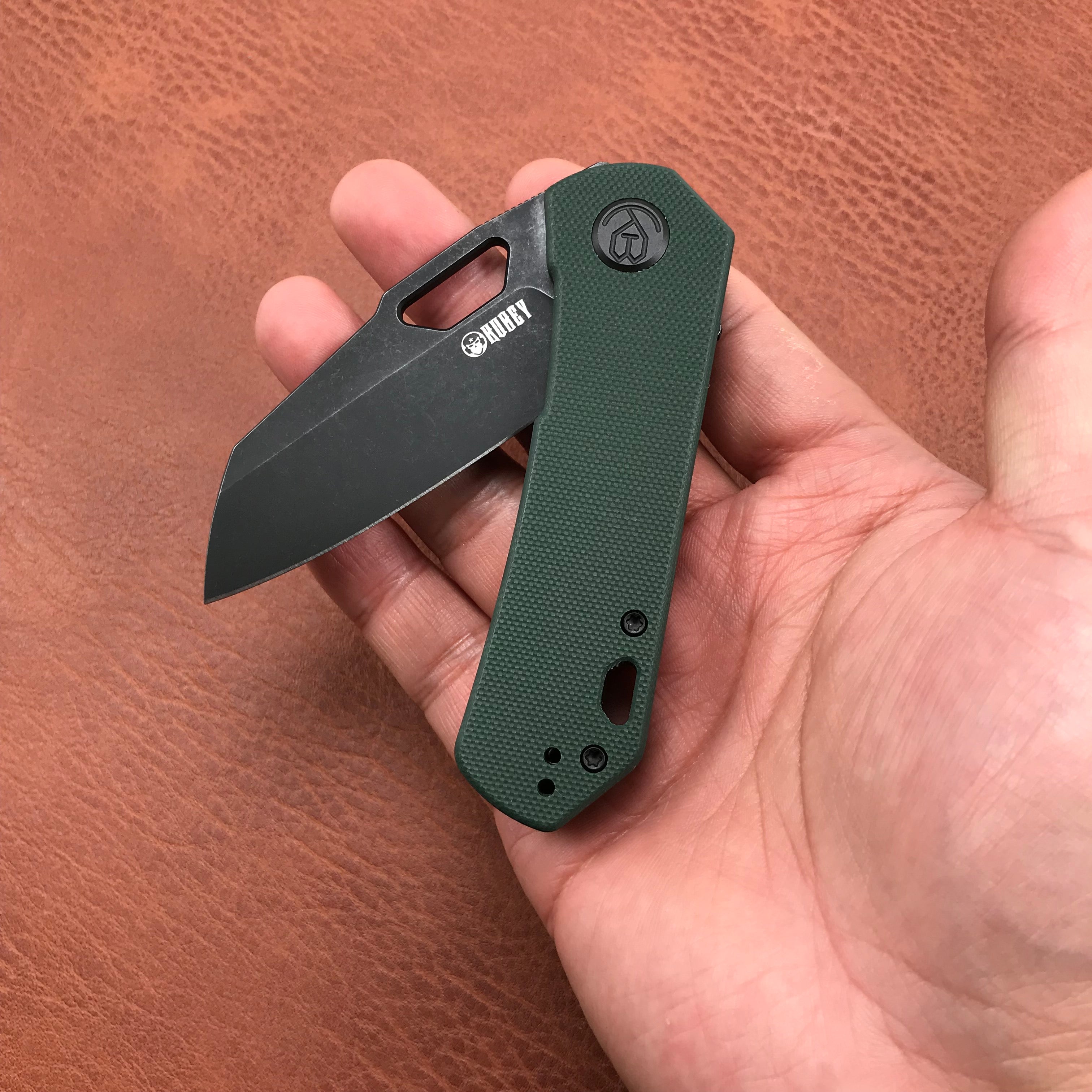 KUBEY KU332D  Liner Lock Flipper Folding Knife Dark green  G10 Handle 2.91" Dark Stonewashed D2