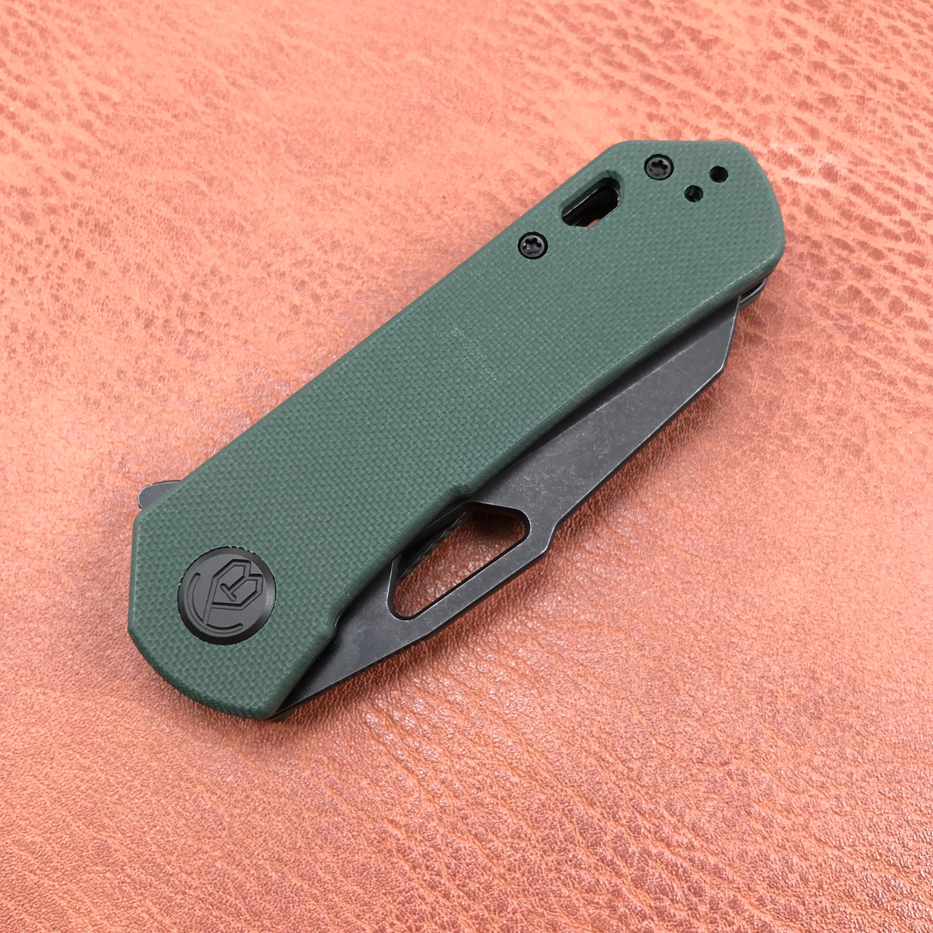 KUBEY KU332D  Liner Lock Flipper Folding Knife Dark green  G10 Handle 2.91" Dark Stonewashed D2