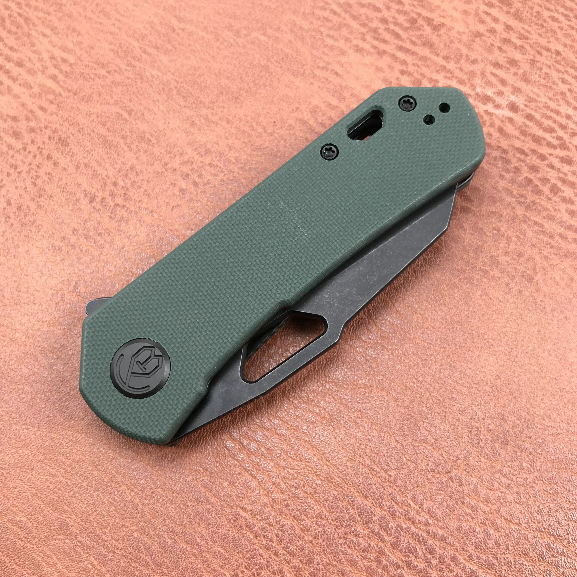 KUBEY KU332D  Liner Lock Flipper Folding Knife Dark green  G10 Handle 2.91" Dark Stonewashed D2