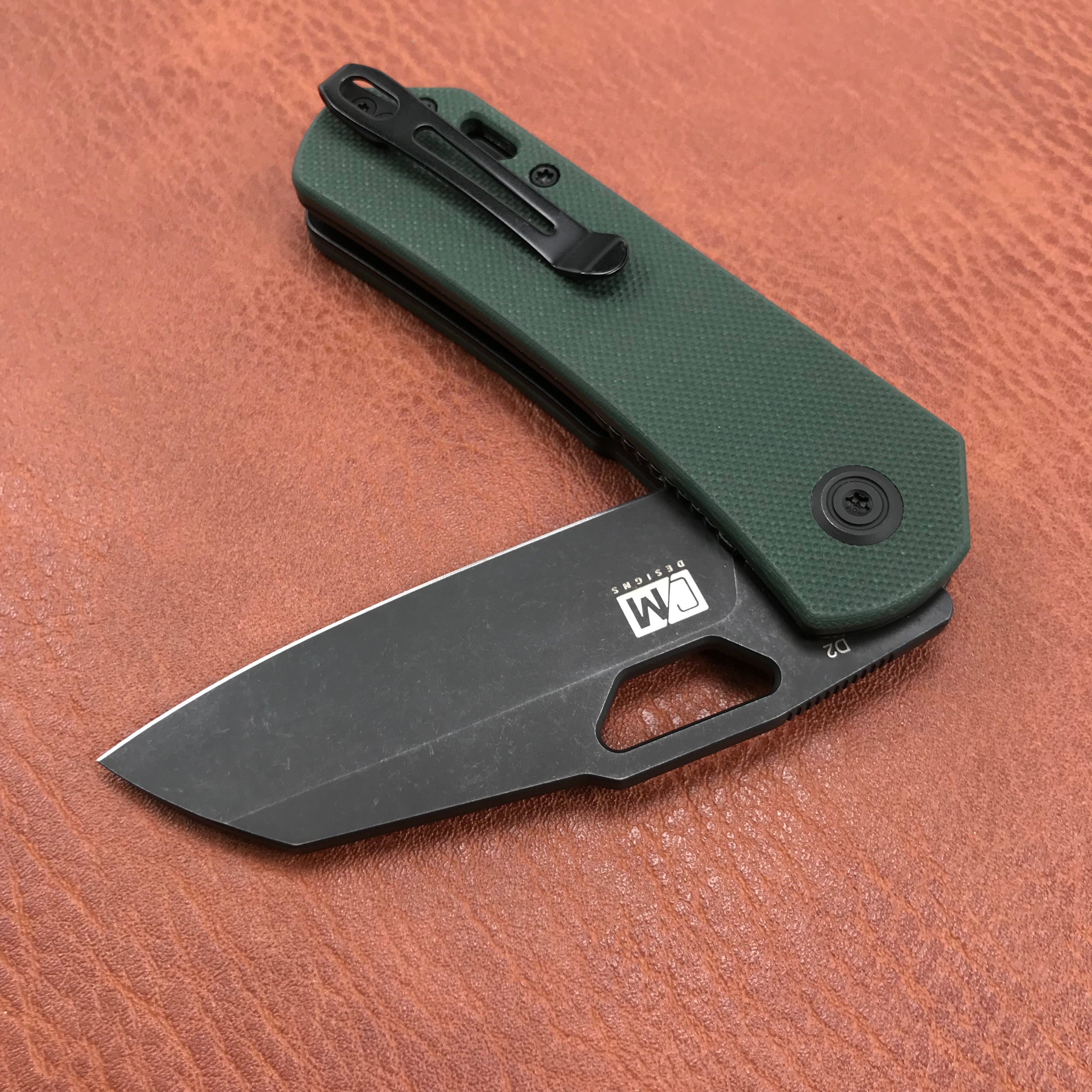 KUBEY KU332D  Liner Lock Flipper Folding Knife Dark green  G10 Handle 2.91" Dark Stonewashed D2