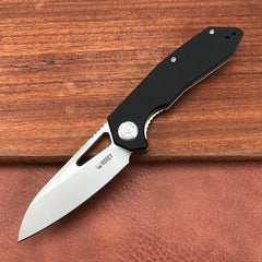 KUBEY KU291A Vagrant Liner Lock Folding Knife Black G10 Handle (3.1" Sandblast AUS-10)