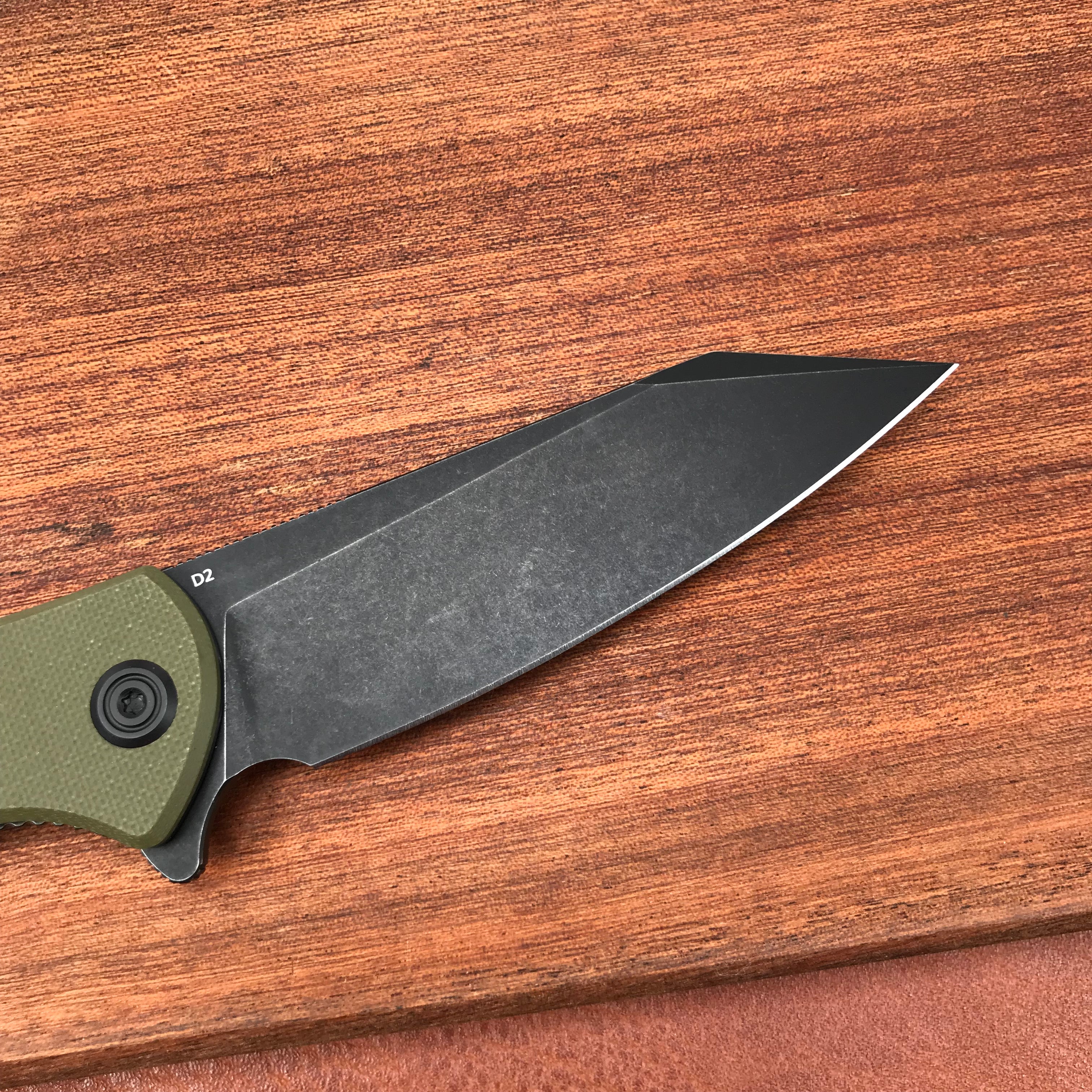 KUBEY KU158B Liner Lock Flipper Folding Knife Green G10 Handle 3.82" Black Titanium Coated D2