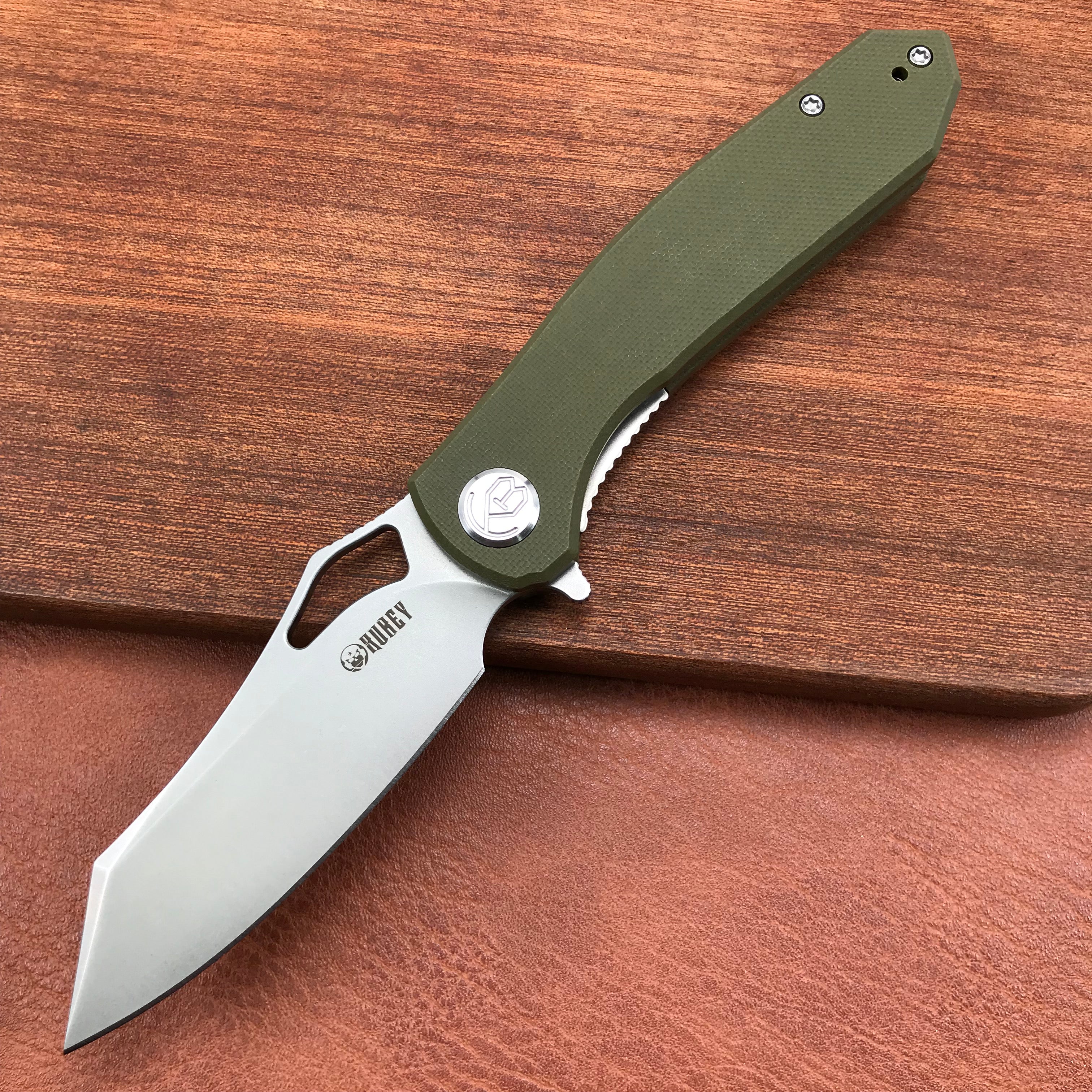 KUBEY KU310C  Drake  Green  G10 Handle D2 Blade Folding Knife EDC Outdoor 3.46" Blasted Stonewashed D2