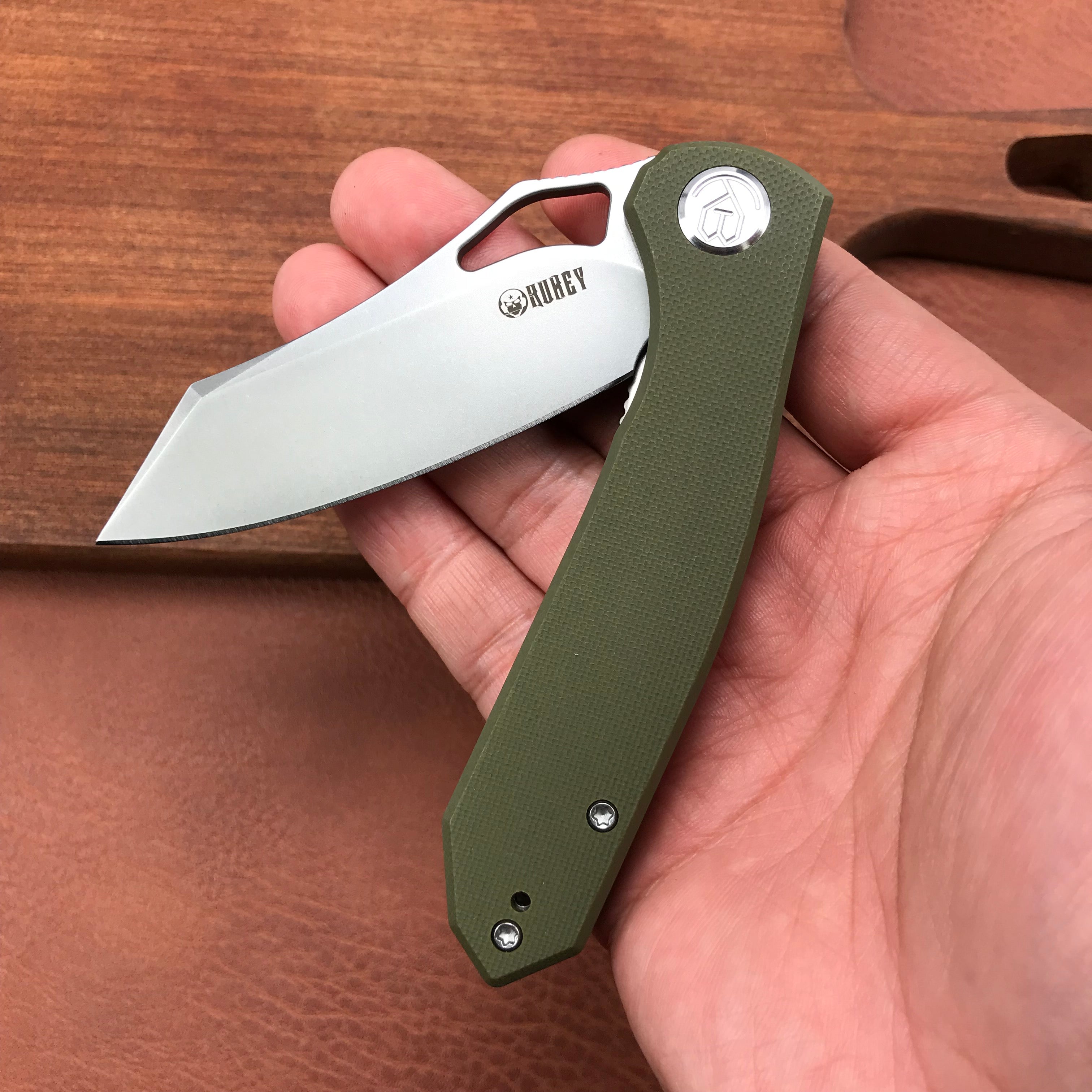 KUBEY KU310C  Drake  Green  G10 Handle D2 Blade Folding Knife EDC Outdoor 3.46" Blasted Stonewashed D2