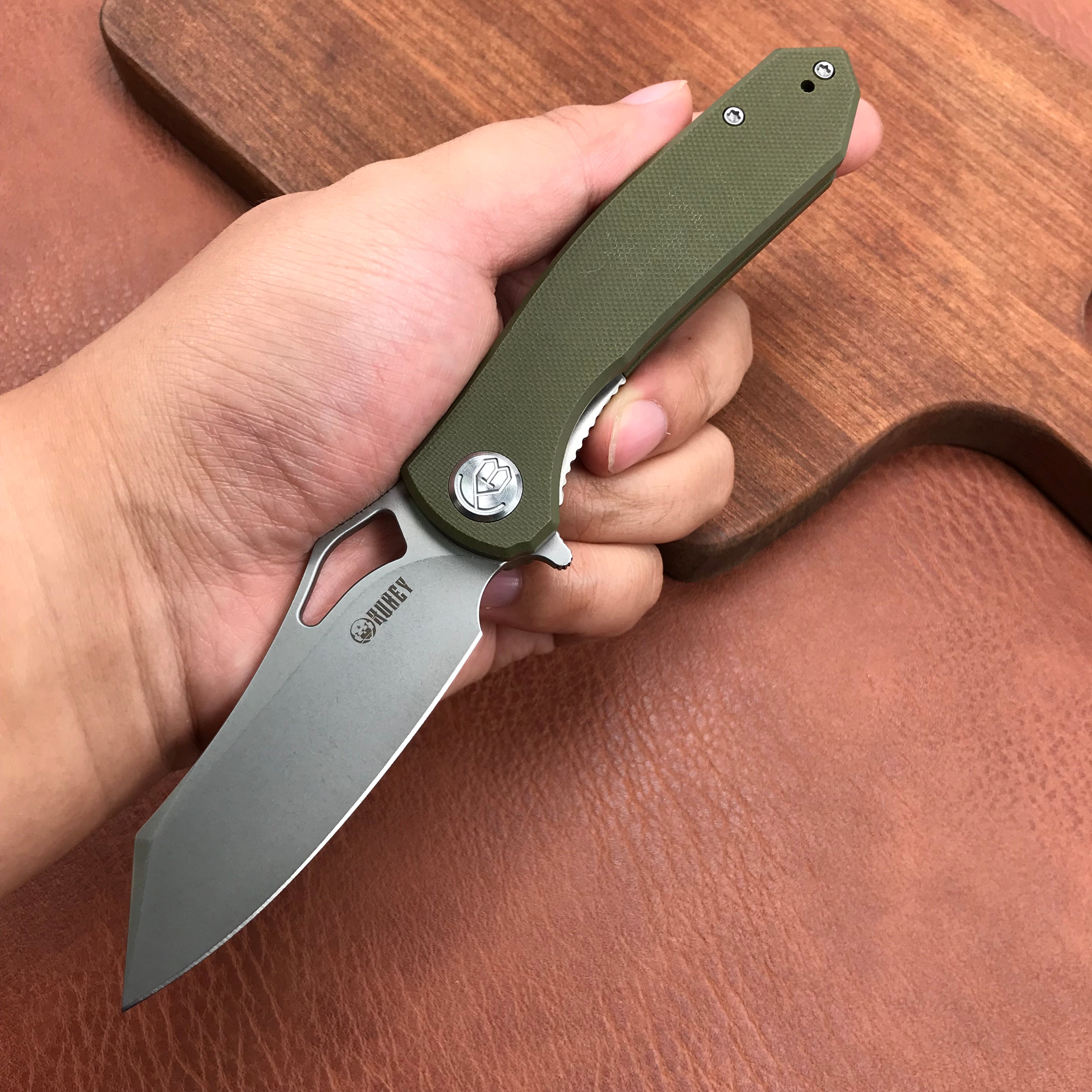 KUBEY KU310C  Drake  Green  G10 Handle D2 Blade Folding Knife EDC Outdoor 3.46" Blasted Stonewashed D2