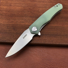 KUBEY KU055D Jade G10 Handle Folding Knife 2.95" Bead Blasted D2