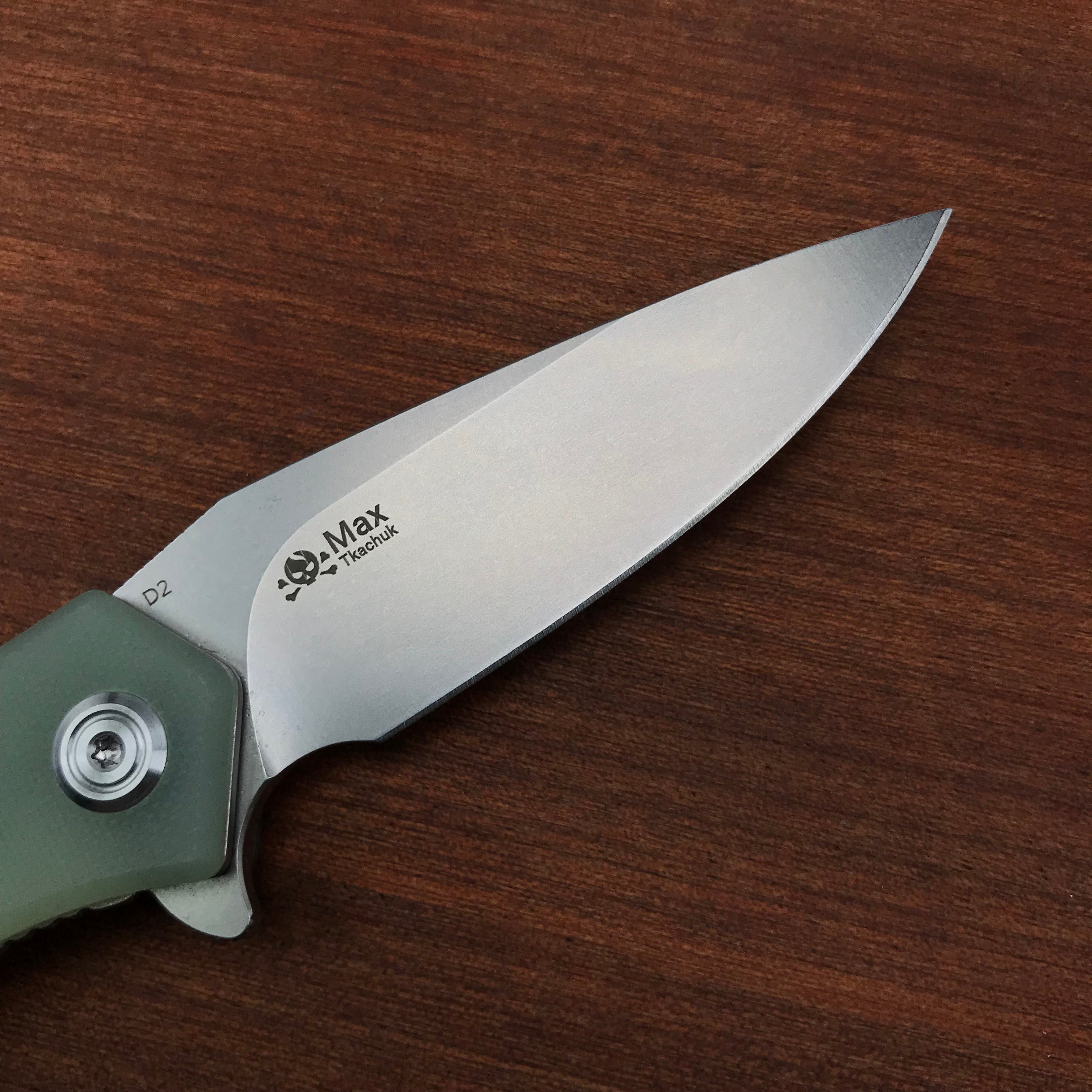 KUBEY KU055D Jade G10 Handle Folding Knife 2.95" Bead Blasted D2