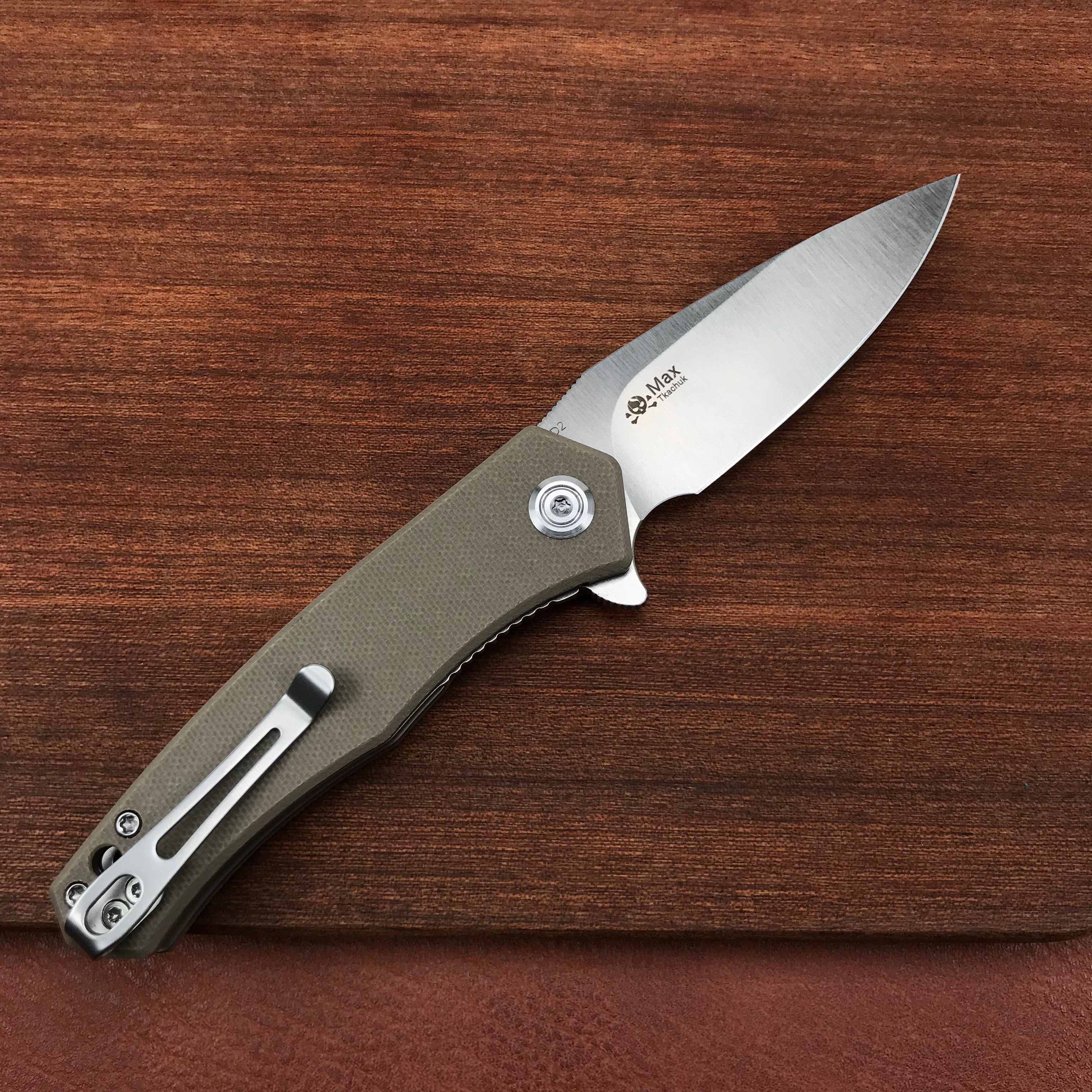 KUBEY KU055C Liner Lock Flipper Folding Knife Tan G10 Handle 2.95" Satin D2