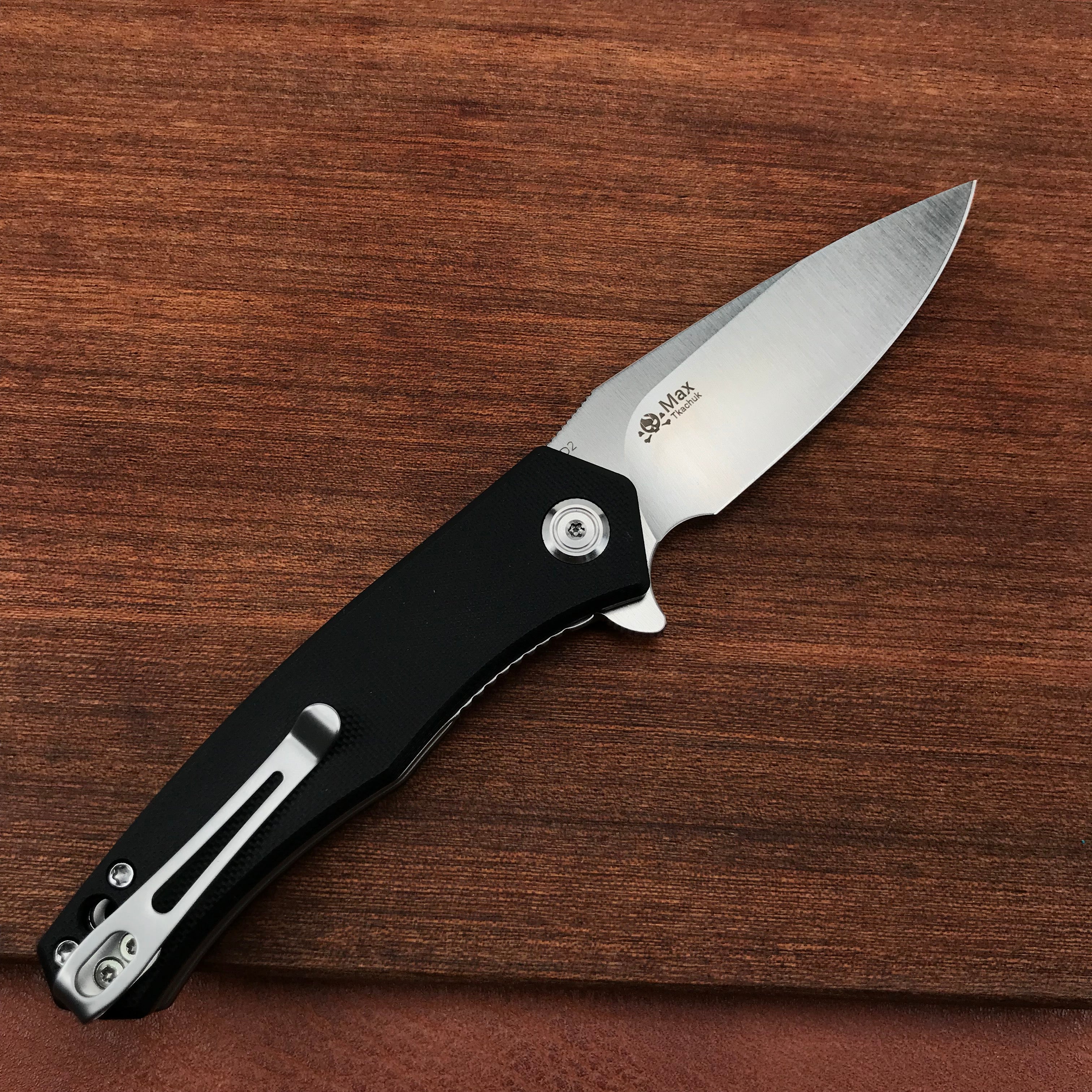 KUBEY KU055A Cadmus Liner Lock Flipper Folding Knife Black G10 Handle 2.95" Satin D2