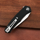 KUBEY KU055A Cadmus Liner Lock Flipper Folding Knife Black G10 Handle 2.95" Satin D2