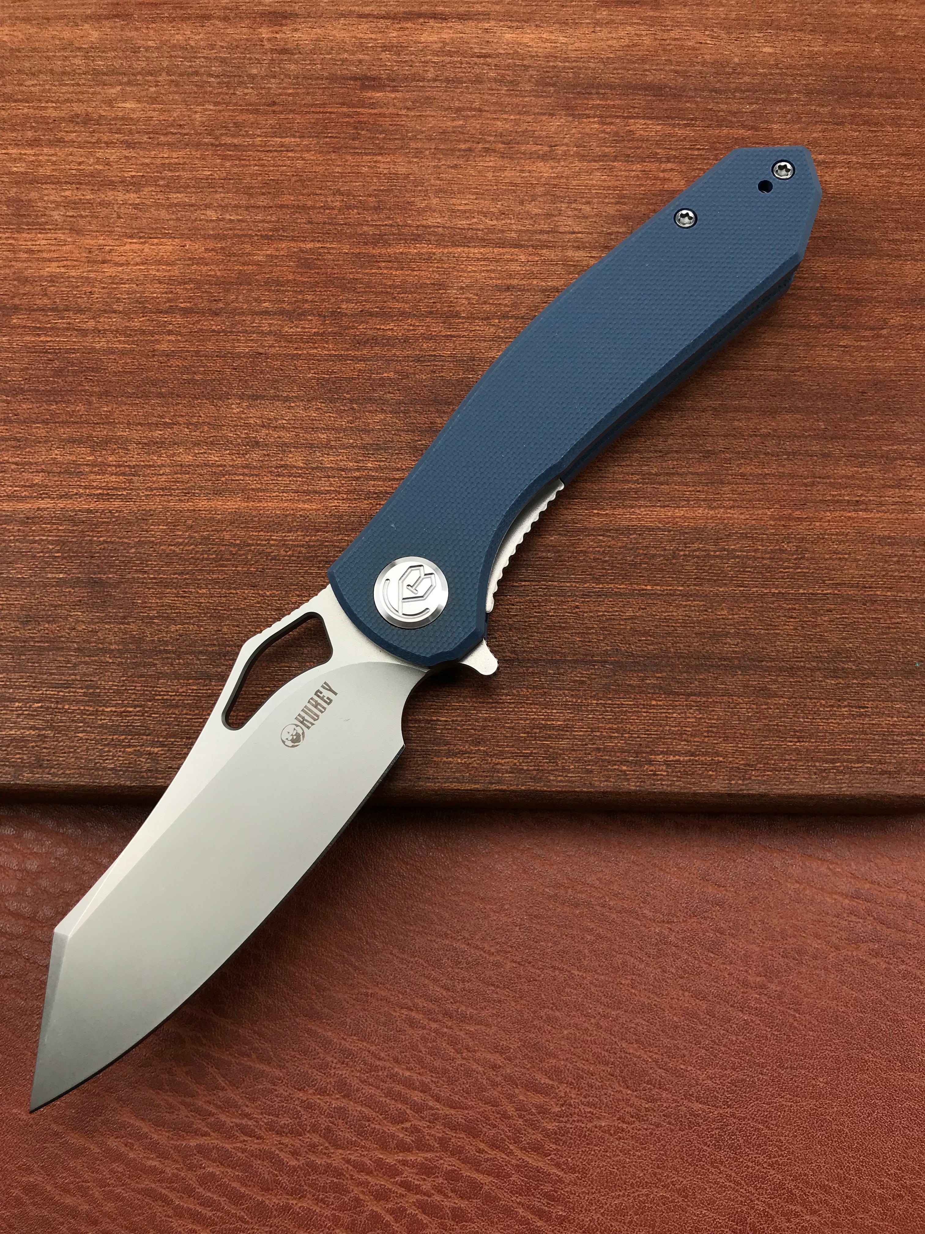 KUBEY KU310E Drake Blue G10 Handle D2 Blade Folding Knife EDC Outdoor 3.46" Blasted Stonewashed D2